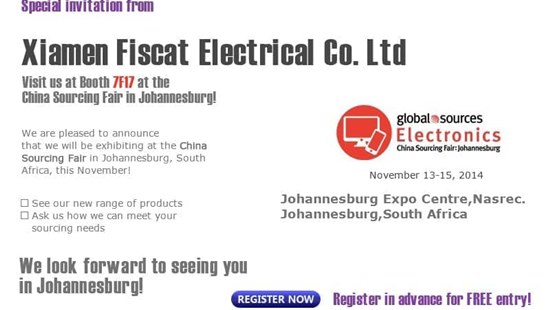 Fiscat Johannesburg Güney Afrika'daki Global Source Electronics'a 11-19 Kasım 2014'de katılacak